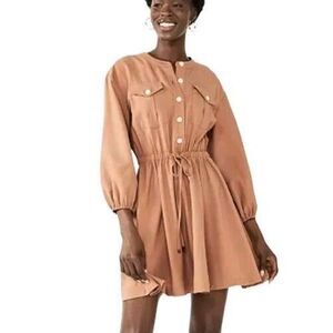 NWT Nine West Fit & Flare Utility Dress Mocha Color Womens Size XXL